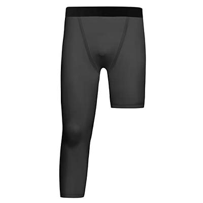 One Leg Compression Tights For Basketball, Mens 3/4  Compression Pants Dry Fit Athletic Capri Tights