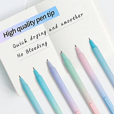 10 Retractable Pastel Gel Ink Pens, Macaron Cute Pens 0.5mm Fine Point with Black Ink for Writing Journaling Note Taking School Office Home