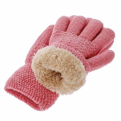 Women's Knit Winter Wool Gloves w/ Fur lining Thermal Insulated Warm Gloves