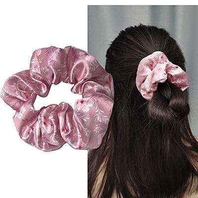  Pink Hair Ribbon for Girl Women Pink Bow Elastic Hair Ties  Pink Hair Band Pink Hair Accessories Stretchy Hair Ropes Hair Loop Ponytail  Holders for Thick Hair (Deep Pink) 