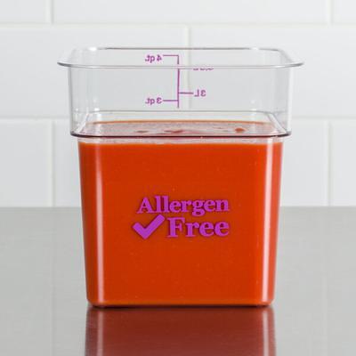 Vigor 8 Qt. Allergen-Free Clear Square Polycarbonate Food Storage Container  and Purple Lid - 2/Pack