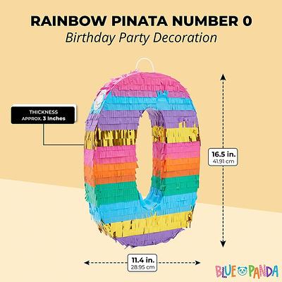 Rainbow Pinata for Baby's Birthday Party, Number 0 (11.4 x 16.5 x