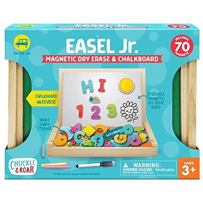 Double Sided Wooden Art Easel for Kids Standing Magnetic Whiteboard  Chalkboard Small Toddler Toys. Includes Wooden ABC Numbers. Eco Friendly