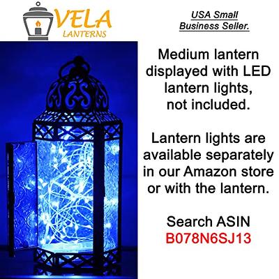 VELA LANTERNS Moroccan Lamp Indoor Outdoor Lantern Decorative Candle Holder  for Hanging Home Decor, Patio, Weddings, Black Metal, Blue Glass, Medium  Lantern - Yahoo Shopping