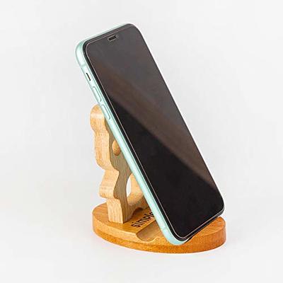 Wooden Double Slot Mobile Phone Holder Universal Stand Simple