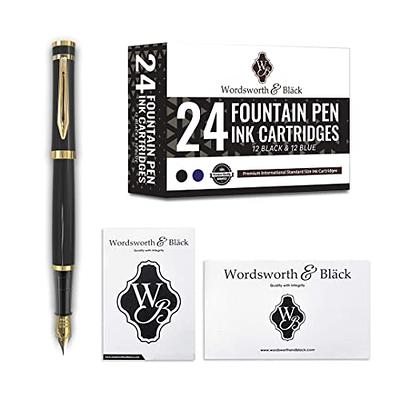 Wordsworth & Black Fountain Pen Set, 18K Gilded Medium Nib, Includes 24  Pack Ink Cartridges, Ink Refill Converter & Gift Pouch, Gold Finish,  Calligraphy, [Black Gold], Perfect for Men & Women 