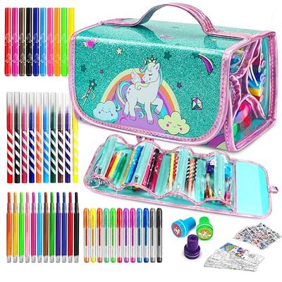 Fruit Scented Markers Set 56 Pcs with Glitter Mermaid Pencil Case