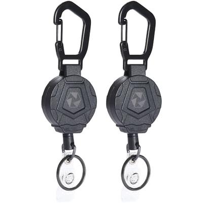 ELV Heavy Duty Retractable Keychain with Magnetic Closure and Carabiner, Retractable ID Badge Holder Clip, Retractable Badge Reel with 31” Dyneema