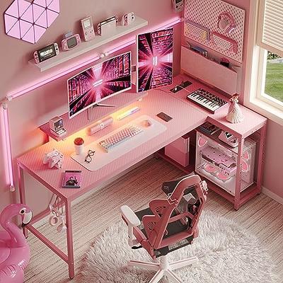 Bestier 47 inch LED Gaming Desk with Outlets & USB Ports Computer