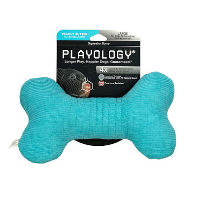 Playology Puppy Sensory Ball Peanut Butter Dog Toy, Blue, Small