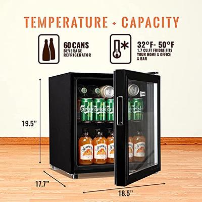 WANAI Mini Fridge Glass Door 58 Cans Beverage Cooler Refrigerator