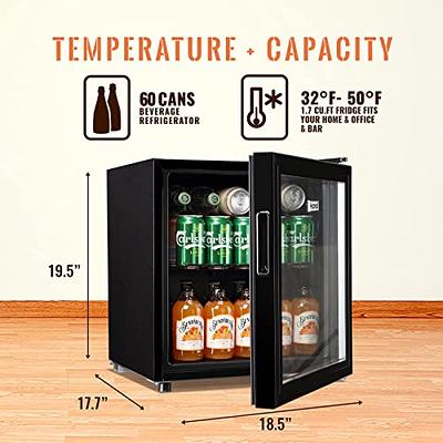 60 Can Beverage Mini Refrigerator with Glass Door