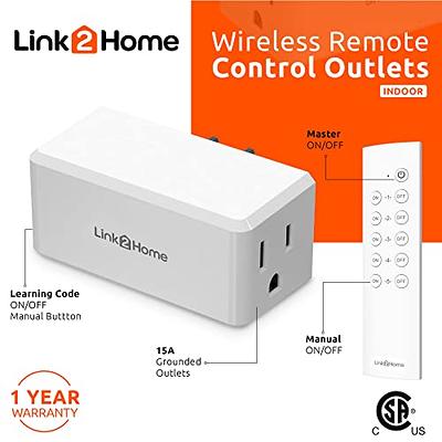 Link2Home Wireless Remote Control Outlet Light Switch, 100 ft