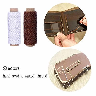 51 Pcs Leather Working Tools, Leather Craft Hand Stitching Tools with 4mm  Prong Sewing Hole Punch Leather Sewing Tool, Waxed Thread and Large-Eye