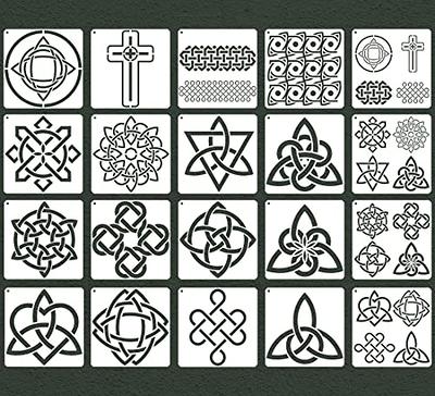 20PCS Celtic Stencils, Celtic Triquetra Knot Stencil, 6 X 6 Inch