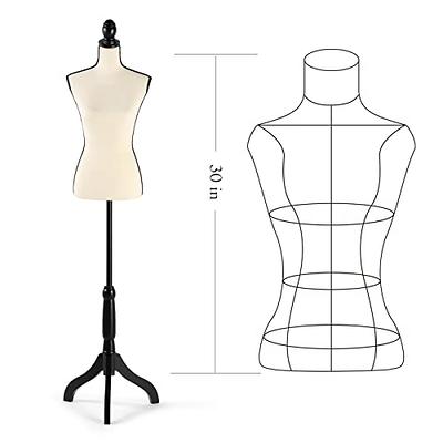 Female Mannequin Torso Dress Form Manikin Body with Wooden Tripod Base Stand Adjustable 60-67 inch for Sewing Dressmakers Dress Jewelry Display,Black