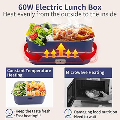 Timilon Electric Lunch Box Food Heater 60W Food Warmer Portable Self Heating  Lunch Box for Car/Truck/Home with 1.8L Removable Stainless Steel Container  Fork & Spoon (White+Dark Blue) - Yahoo Shopping
