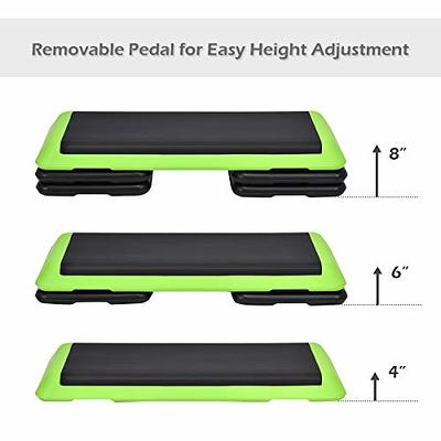 43” Adjustable Aerobic Step Platform for Exercise,Height 4” 6” 8” Fitness  Step Exercise Platform 550lbs Capacity,Non-slip Workout Step Deck w/Risers
