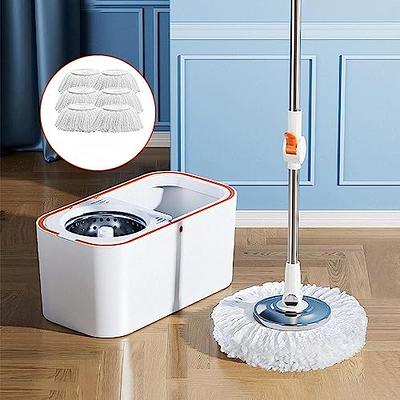 Tsmine Spin Mop Bucket System Stainless Steel Deluxe 360 Spinning Mop Bucket Floor Cleaning System with 6 Microfiber Replacement
