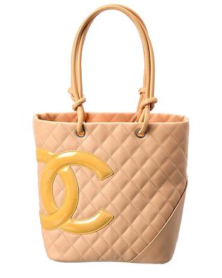 Chanel Neutral Quilted Lambskin Leather Medium Cambon Tote