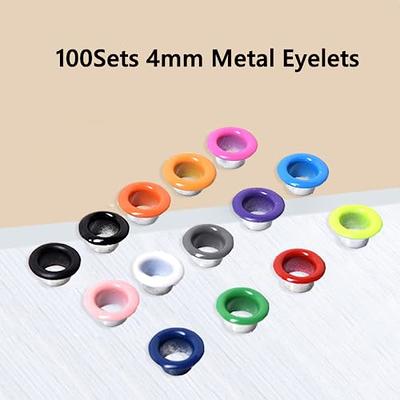 Eyelets, 4 Colors 100Sets 4mm Round Metal Eyelets Scrapbooking Card Hole  Leather Craft Garment Accessory(White)