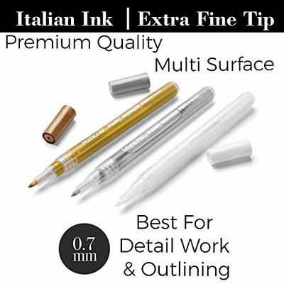 White Paint Pen, 6 Pack 0.7mm Acrylic White Permanent Marker White Paint  Pens for Wood Rock Plastic Leather Glass Stone Metal Canvas Ceramic Marker  Extra Very Fine Point Opaque Ink 