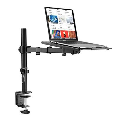 Laptop Mount with Keyboard Tray, Adjustable Monitor Desk Stand with Clamp  and Grommet Mounting Base for 13 to 27 Inch LCD Computer Screens Up to  22lbs, Notebook up to 15.6”, Black 