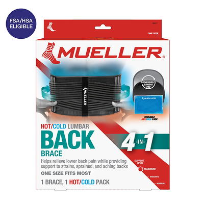 Mueller Lumbar 4-in-1 Back Brace with Hot Cold Pack. One Size Fits