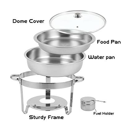 BriSunshine Chafing Dish Buffet Set 2 Packs, 4 QT Round Chafing Dishes with  Glass Lid & Lid Holder, Stainless Steel Food Warmers for Parties Buffet