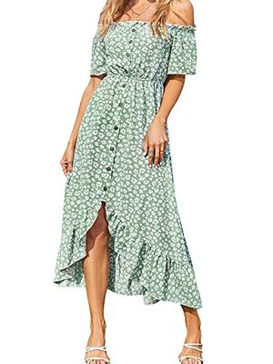 Women's Belted Short Sleeve Wrap Dress - Cupshe-S-Green