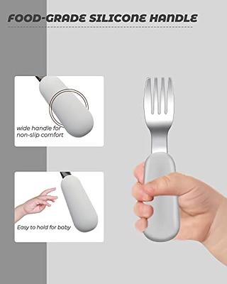 2pcs/set Stainless Steel Round Handle Fork And Spoon Set For Kids