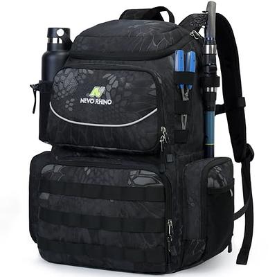 PLUSINNO Water-resistant Large Storage Fishing Tackle Bag with Rod