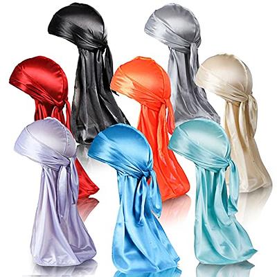  4PCS Silky Durags, Silk Durag for Men Women Waves, Silk Durag  Pack with 1 Wave Cap, Silky Satin Durag Extra Long Tails(Aqua, Light Coral,  Pale Yellow, Pale Lilac) : Beauty 