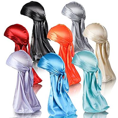 Premium Silky 360 Wave Builder Durag for Men- Extra Long Ties - Unisex -  Wide Strap - Durags for Men Waves- Fashion - Black