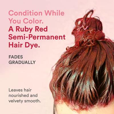inH Semi Permanent Hair Color Ruby Red, Color Depositing Conditioner, Temporary Tint Conditioning Hair Mask, Safe, Red Hair Dye - 6oz