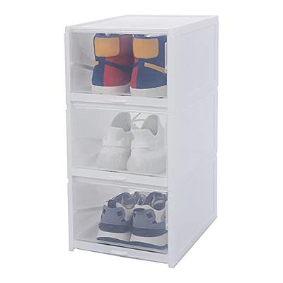 AOHMPT Foldable Storage Box - Clear Stackable Shoe Organizer with Lids -  Large 6 Layer Shoe Rack Cabinet