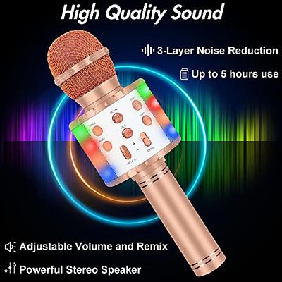  Voice Changing Karaoke Microphone for Kids Singing,5 in 1  Wireless Bluetooth Microphone with LED Lights Karaoke Machine Portable Mic  Speaker Player Recorder for Home Party Birthday : Musical Instruments