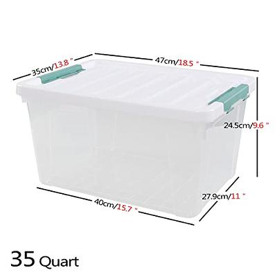 Ggbin 6 Quart Clear Latch Storage Box with Black Handle and Latches - 4 Pack