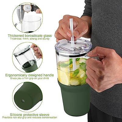 Glass Water Bottle With Straw And Handle Lid Motivational - Temu