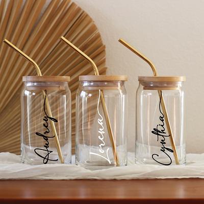 Personalized Iced Coffee Glass Tumbler with Lid & Straw