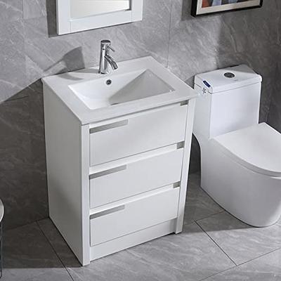 Bellemave 24'' Bathroom Vanity with Top Sink, Modern Bathroom Storage  Cabinet with 2 Drawers, Single Sink Bathroom Vanity with Open Shelf for