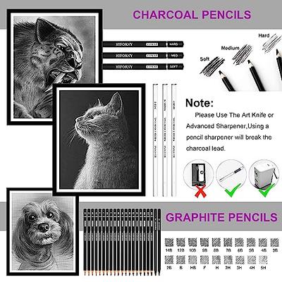 HIFORNY 70 Pcs Drawing Set Sketching Kit - Sketch Pencils Art Supplies for  Adults Artists Kids with 3-Color Sketchbook,Graphite,Pastel,Charcoal