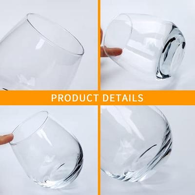 Circleware Simply Everyday Stemless Wine Glasses, Drinking Glassware Set of  6