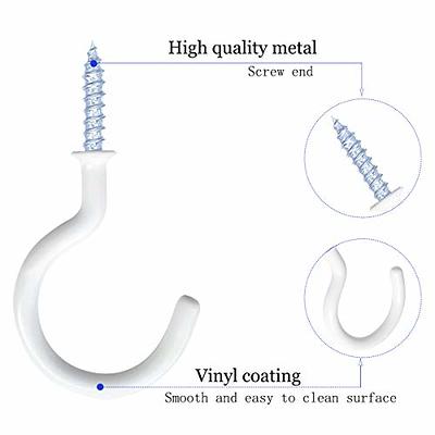 Vinyl Coated Screw-in Ceiling Hooks Cup Hooks 2.9 Inches Screw Hooks 30  Pack (White) 