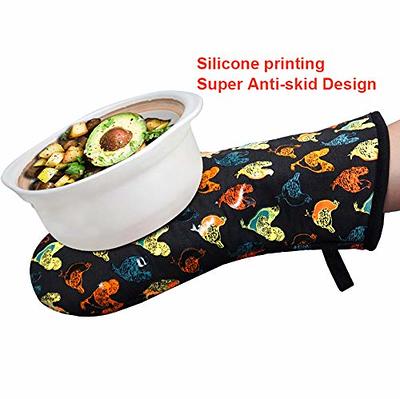 1/2pcs, Cotton Oven Mitts, Colorful Printed Heat Resistant Mitts, Microwave  Oven Double Layer Baking Oven Insulation Gloves, Non-Slip Grip Surfaces An