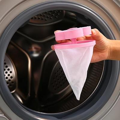 4 Pieces Reusable Washing Machine Lint Catcher Household Washing Machine  Lint Mesh Bag Hair Filter Net Pouch Washer Hair Catcher(Blue, Pink)