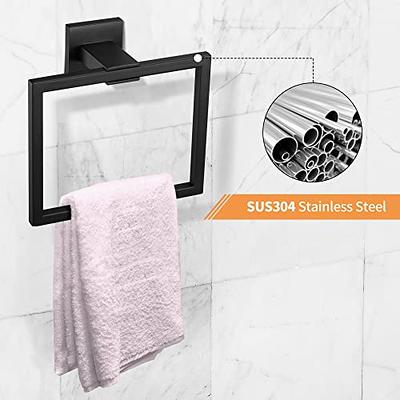 FadimiKoo Matte Black Towel Ring Towel Holder, SUS 304 Stainless Steel Hand  Towel Rack for Bathroom, Modern Square-Shape Style - Yahoo Shopping
