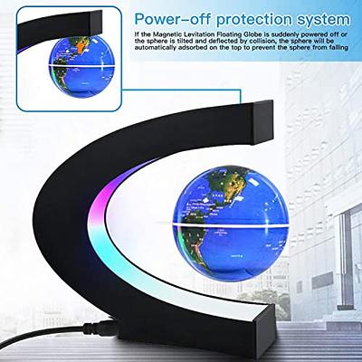 levitating globe,floating globe,cool stuff,360 degree rotation World Map  Office Decor with LED Light Base,Gift for Men Father Boys,Spinning Globe  Desk