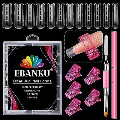 EBANKU Dual Nail Forms Set with 120 Piece Dual Nail Forms Poly gel Coffin  Nail Mold