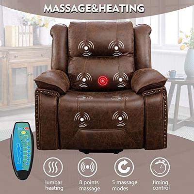 Wide Faux Leather Power Lift Recliner Chair - Heated Massage